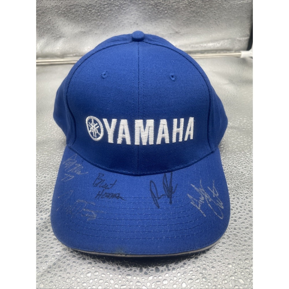 Yamaha Team‎ Fishing Signed Blue Cotton Strapback Hat With Signatures